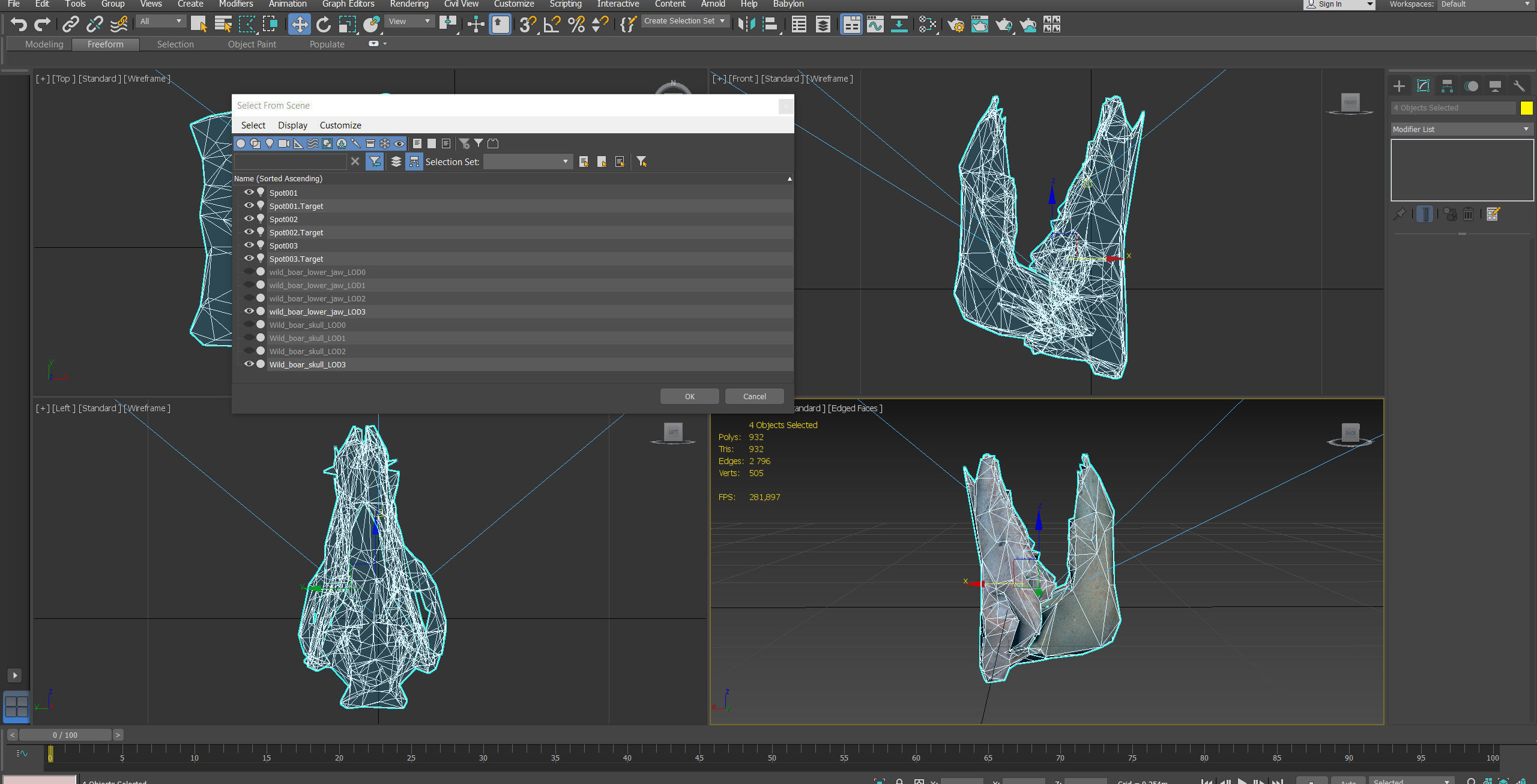 Photorealistic Wild Boar skull and a lower jaw Low-poly 3D model_108