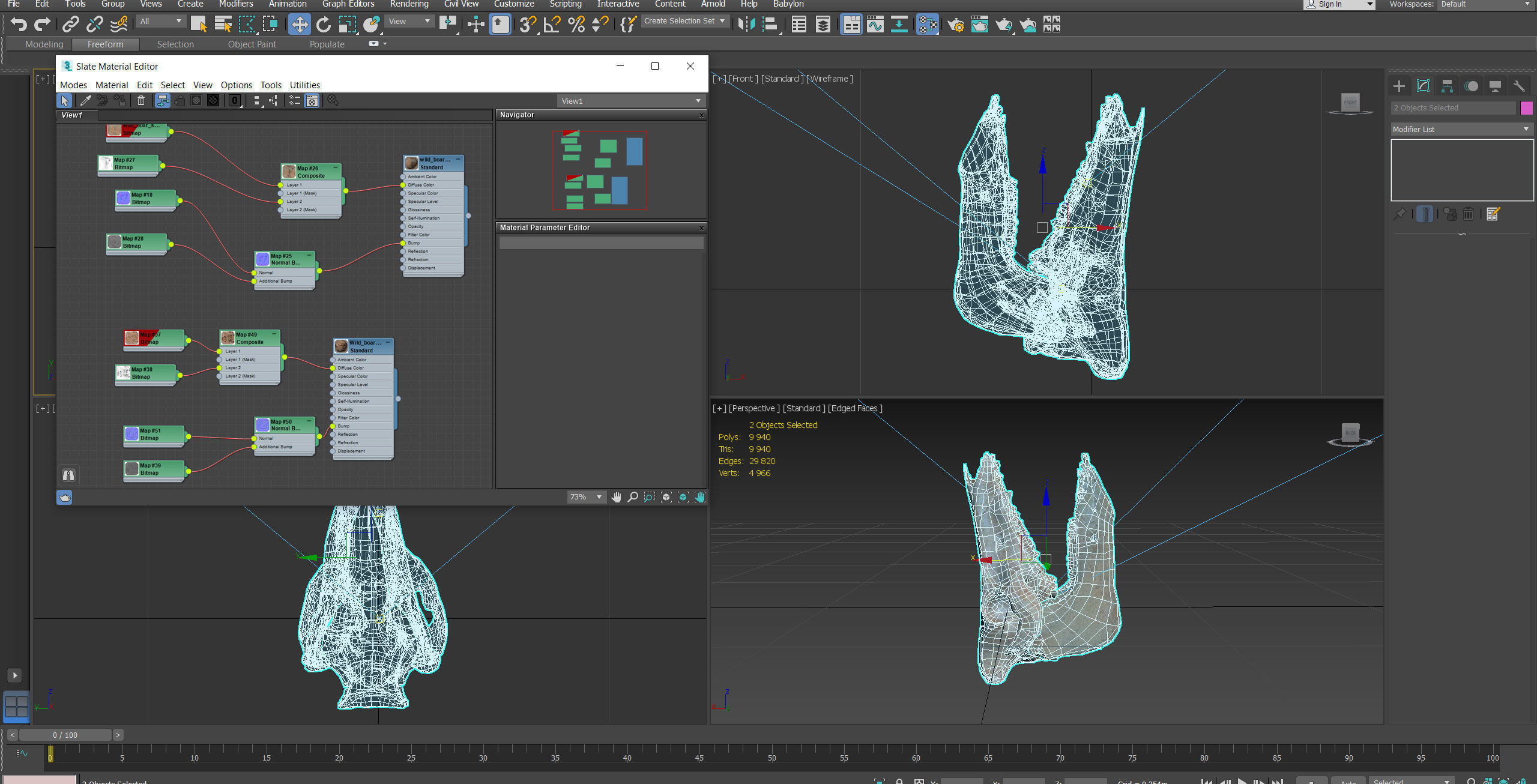 Photorealistic Wild Boar skull and a lower jaw Low-poly 3D model_111