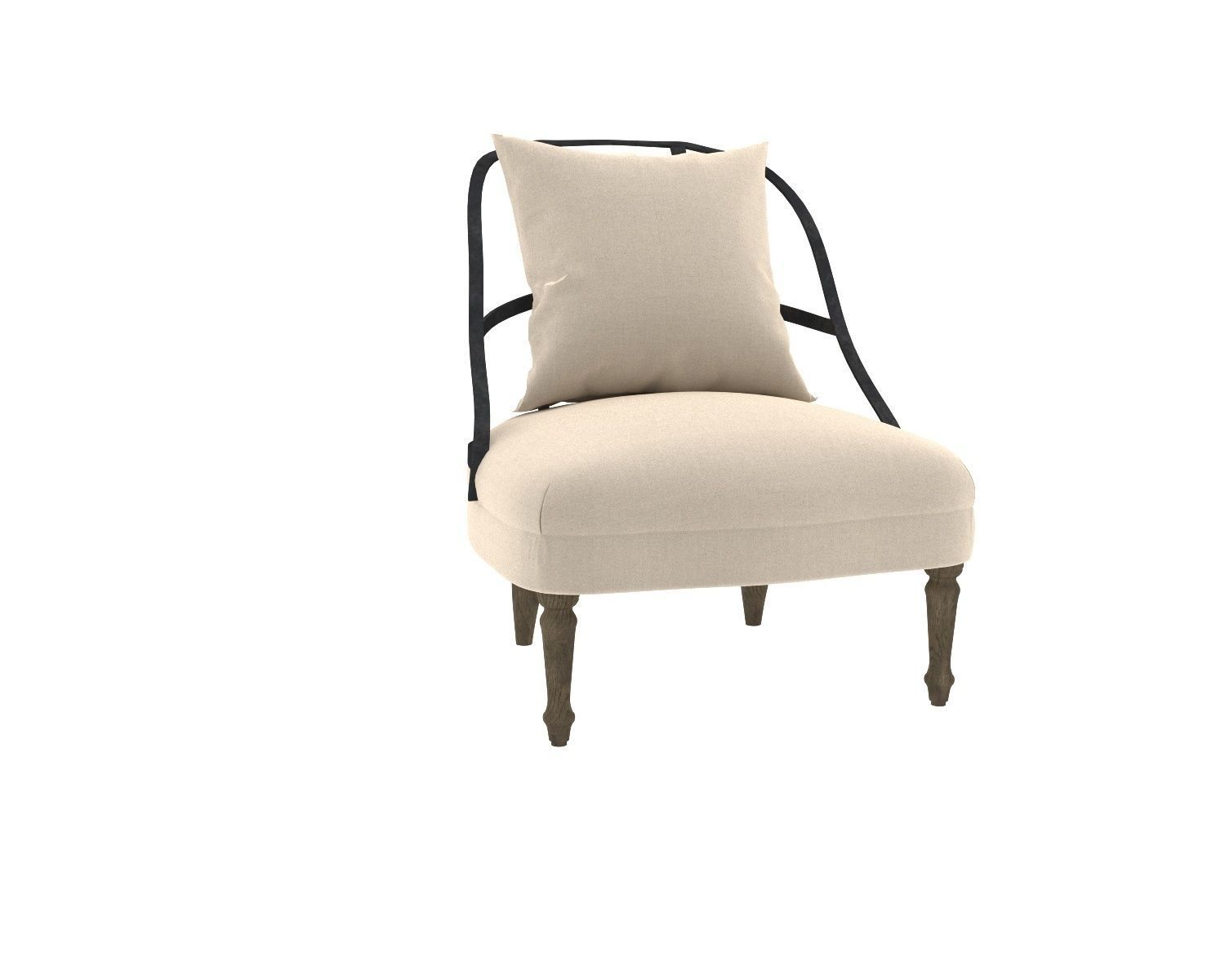 armchair accent chair with legs 3D model_1