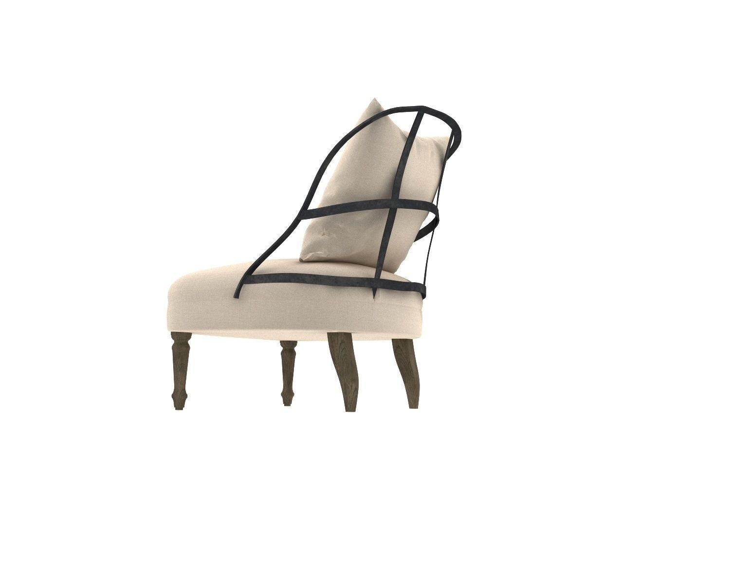 armchair accent chair with legs 3D model_5