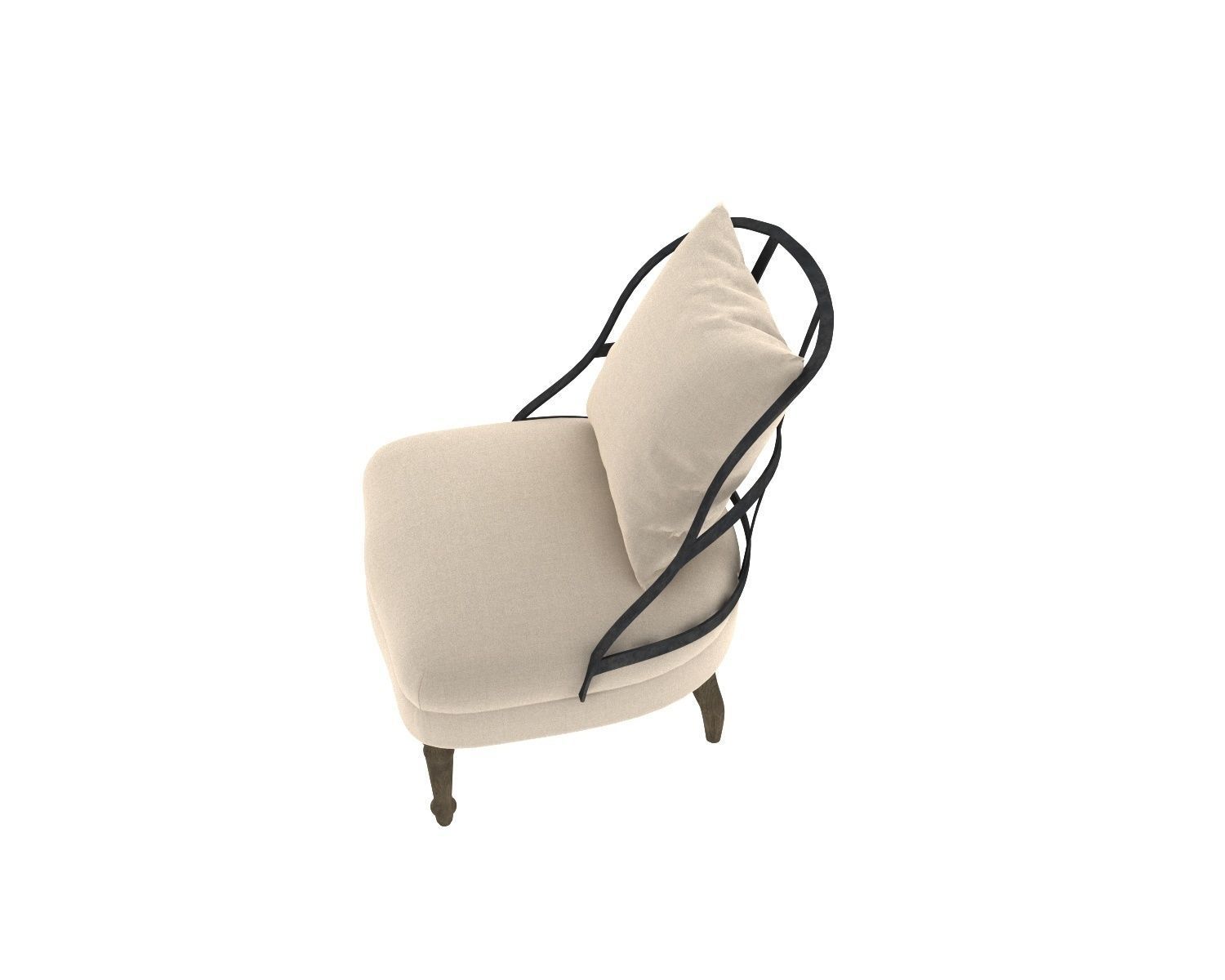armchair accent chair with legs 3D model_4