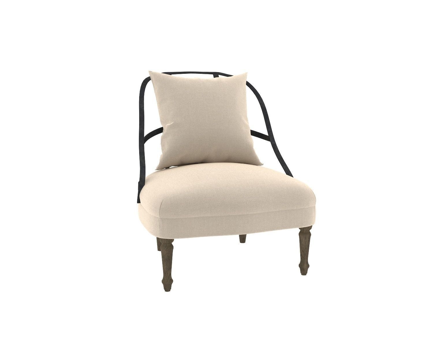 armchair accent chair with legs 3D model_2