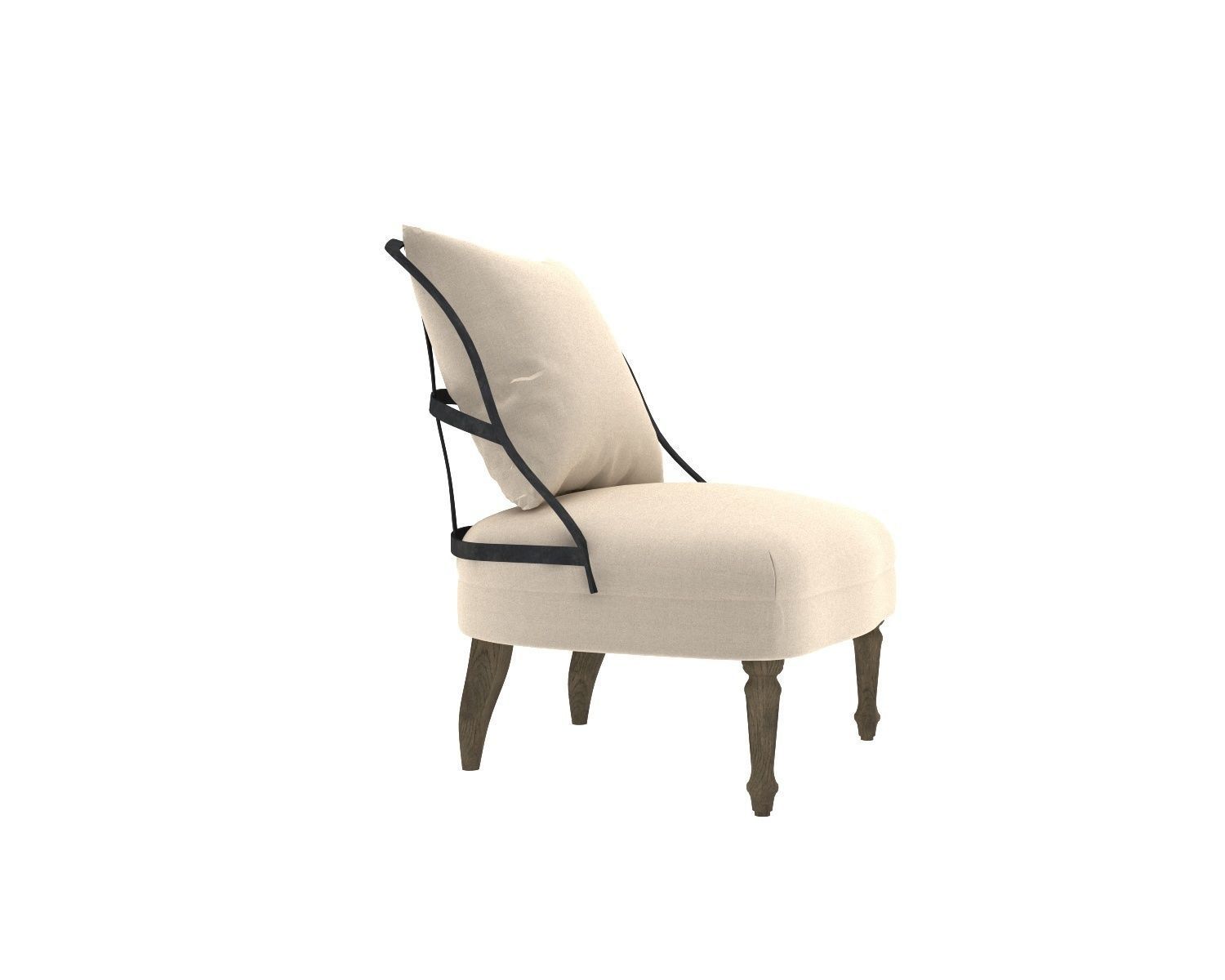 armchair accent chair with legs 3D model_3