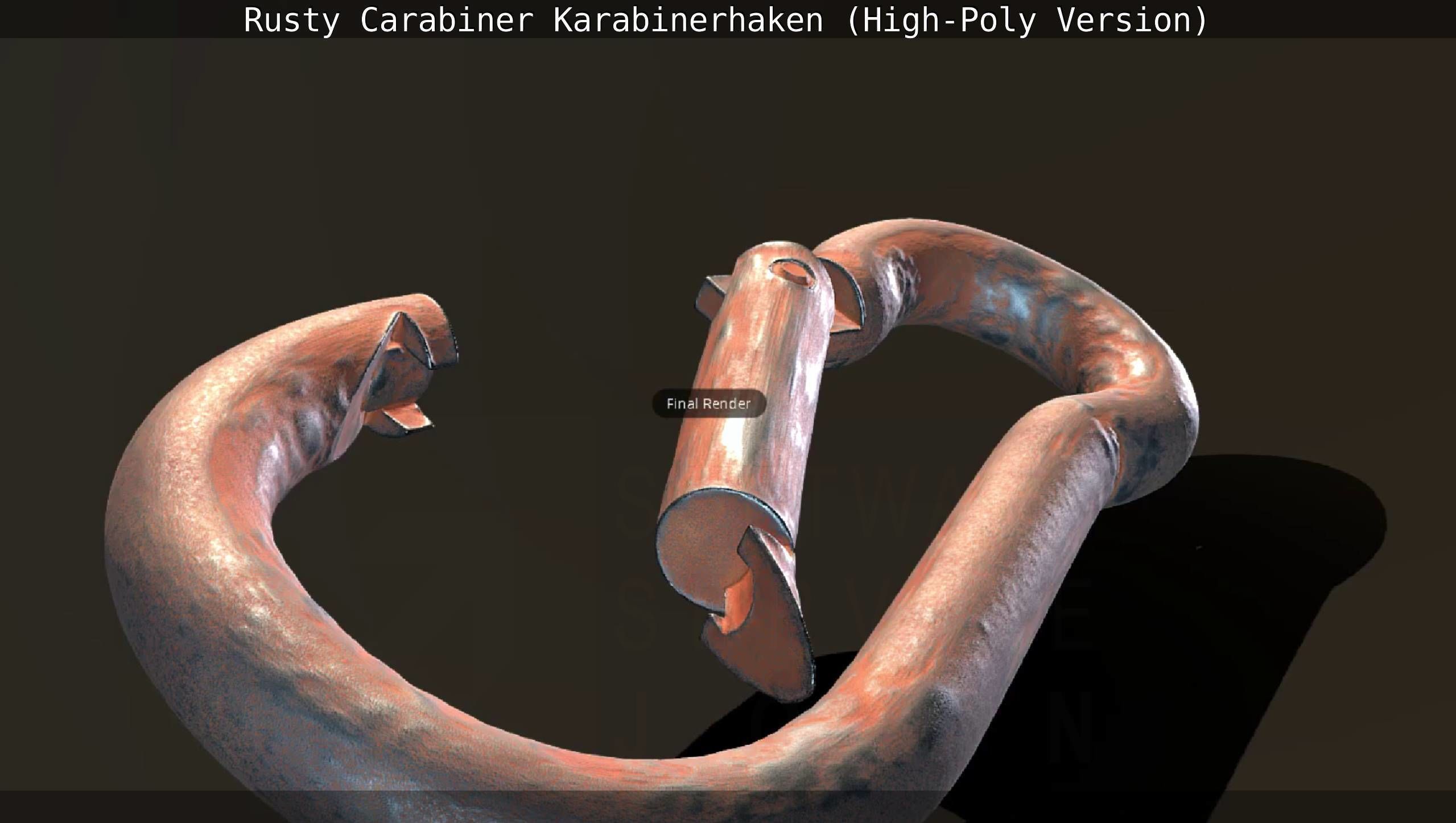 Rusty Carabiner - Karabinerhaken  - High-Poly Version 3D model_9