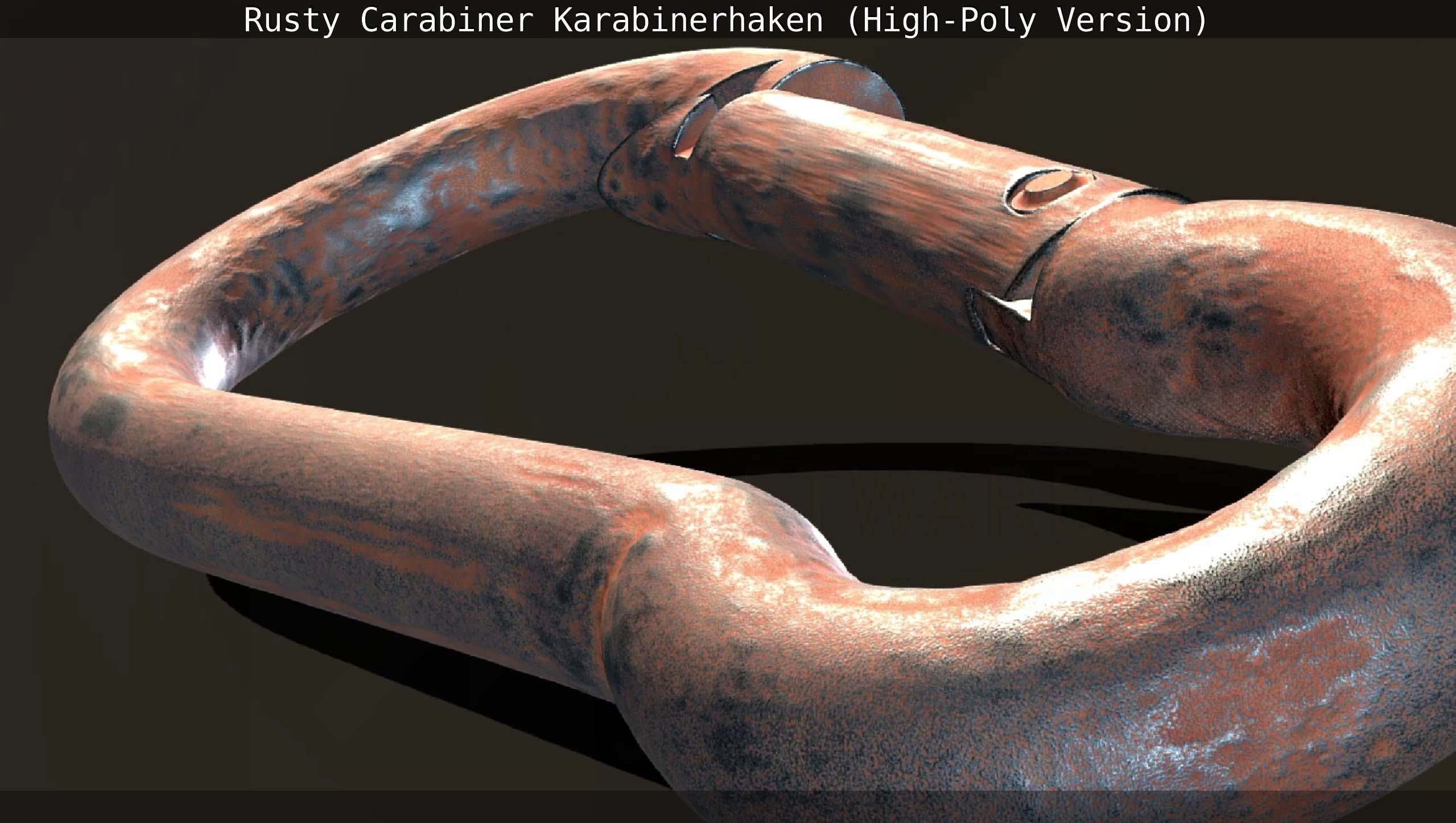 Rusty Carabiner - Karabinerhaken  - High-Poly Version 3D model_3