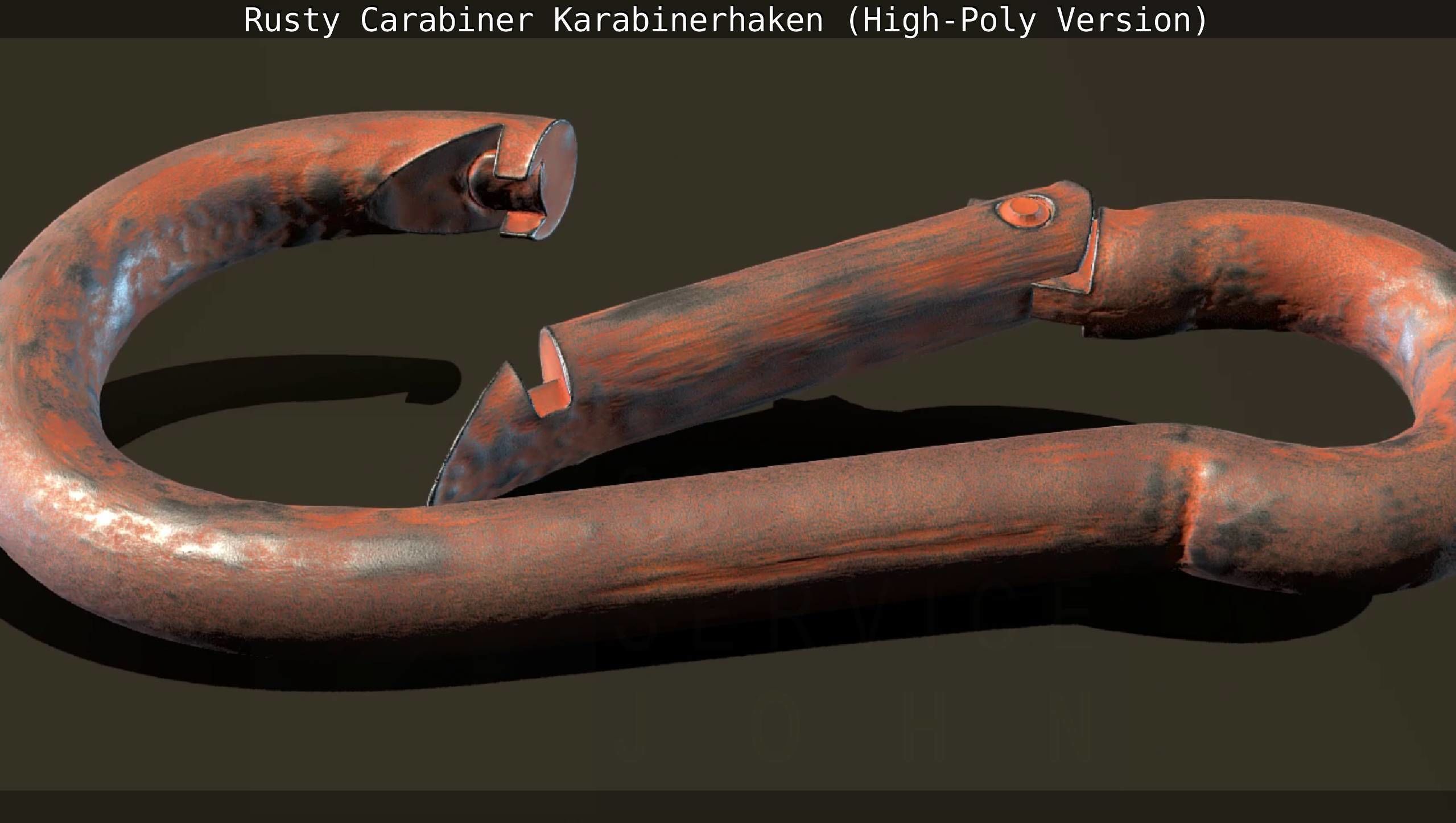 Rusty Carabiner - Karabinerhaken  - High-Poly Version 3D model_6