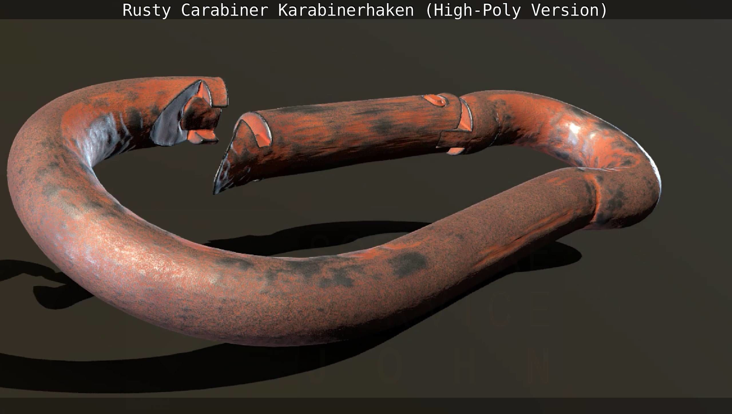Rusty Carabiner - Karabinerhaken  - High-Poly Version 3D model_2