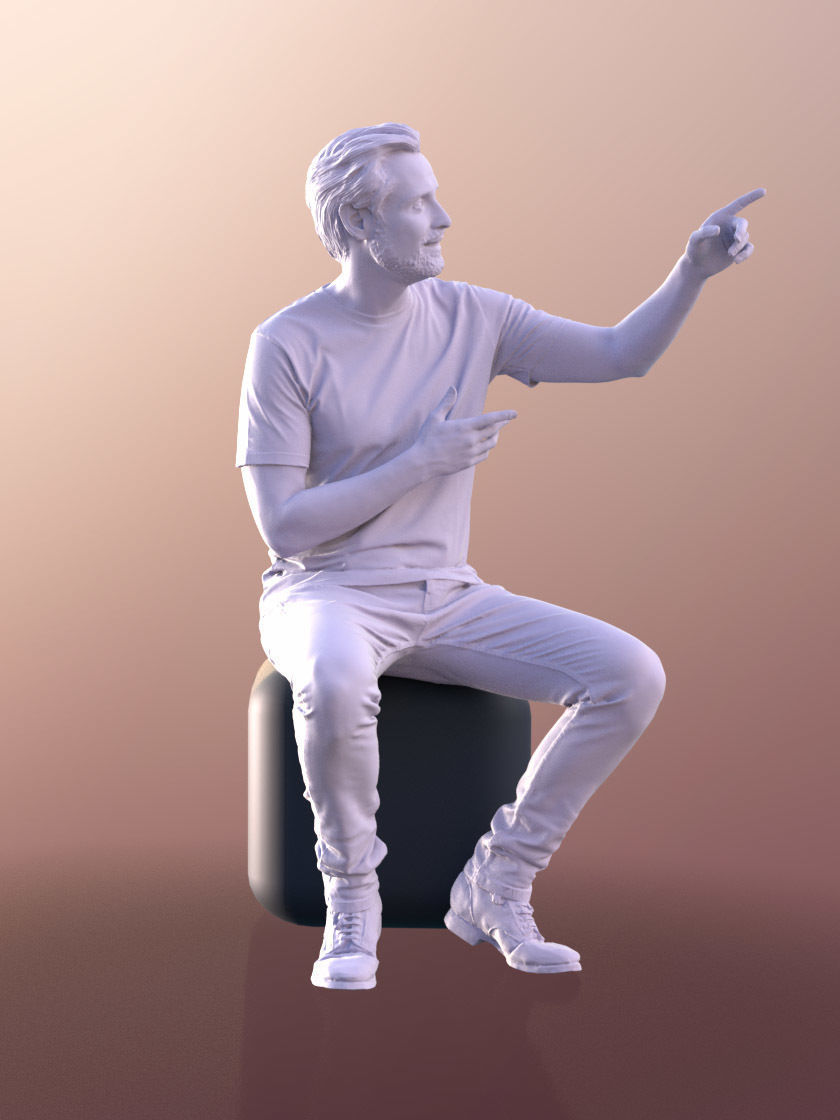 Will 10836 - Sitting Casual Guy Low-poly 3D model_5