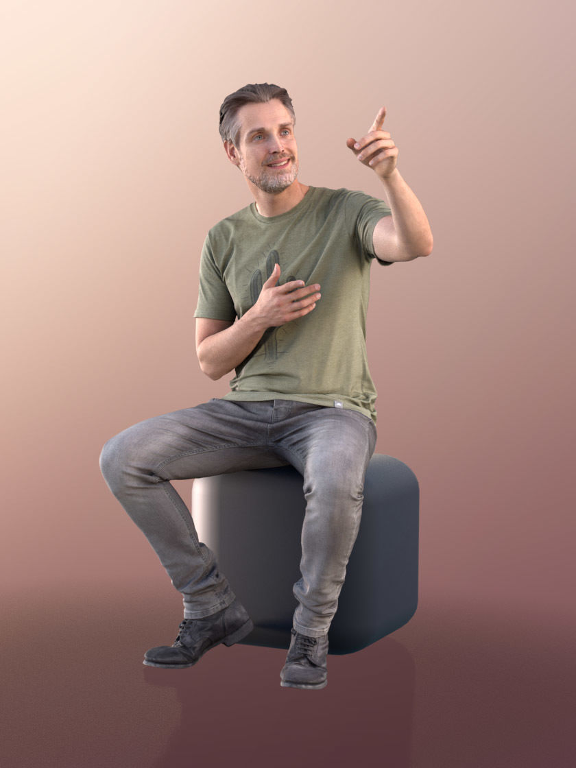 Will 10836 - Sitting Casual Guy Low-poly 3D model_2
