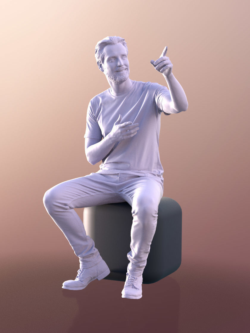 Will 10836 - Sitting Casual Guy Low-poly 3D model_4