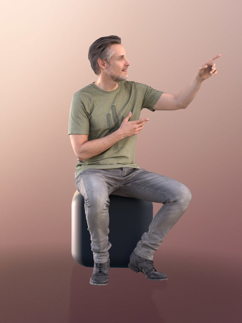 Will 10836 - Sitting Casual Guy Low-poly 3D model_3