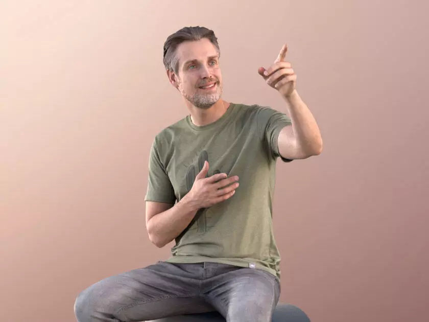 Will 10836 - Sitting Casual Guy Low-poly 3D model_0