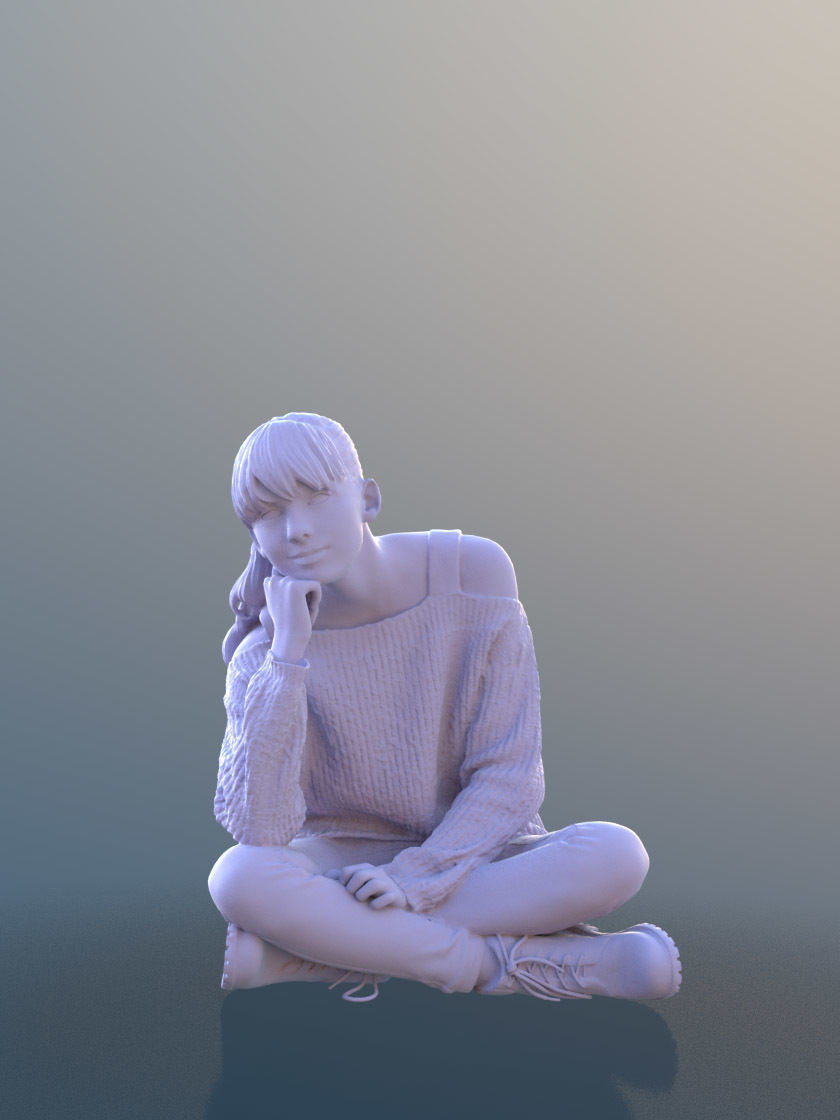 Lisa 10728 - Sitting Casual Girl Low-poly 3D model_3