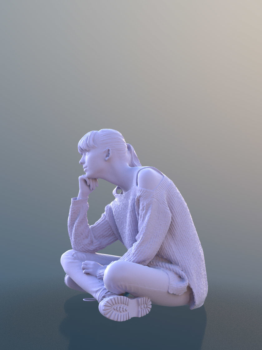 Lisa 10728 - Sitting Casual Girl Low-poly 3D model_4