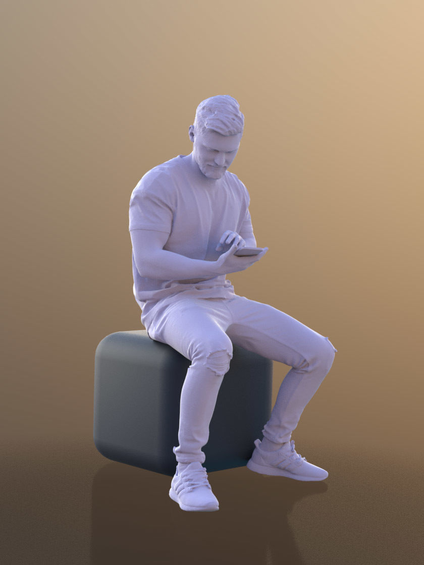 Rick 10718 - Sitting Casual Guy Low-poly 3D model_3