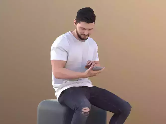 Rick 10718 - Sitting Casual Guy Low-poly 3D model Rick 10718 - Sitting Casual Guy Low-poly 3D model