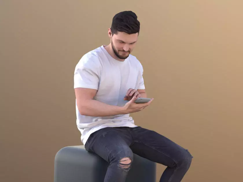 Rick 10718 - Sitting Casual Guy Low-poly 3D model_0