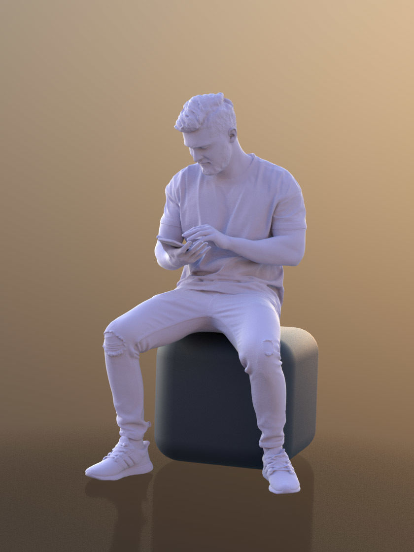 Rick 10718 - Sitting Casual Guy Low-poly 3D model_4
