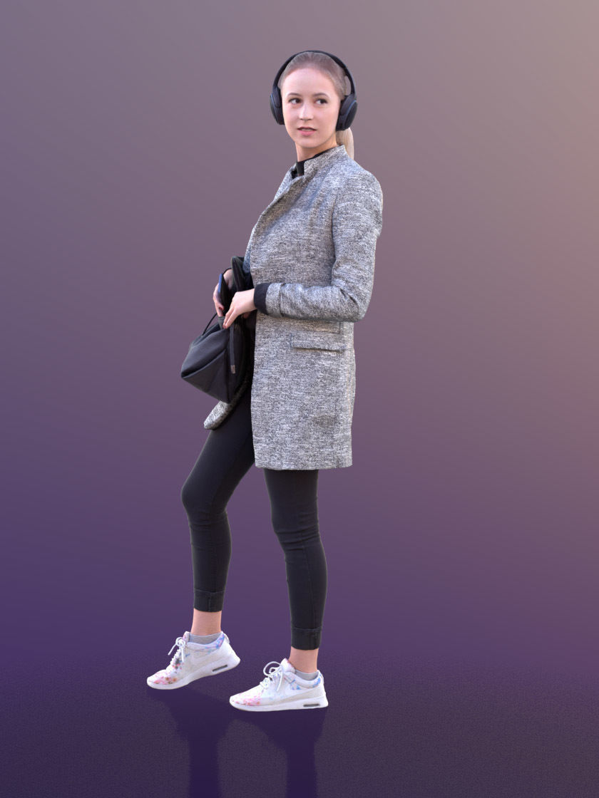 Elena 10655 - Standing Casual Girl Low-poly 3D model_1
