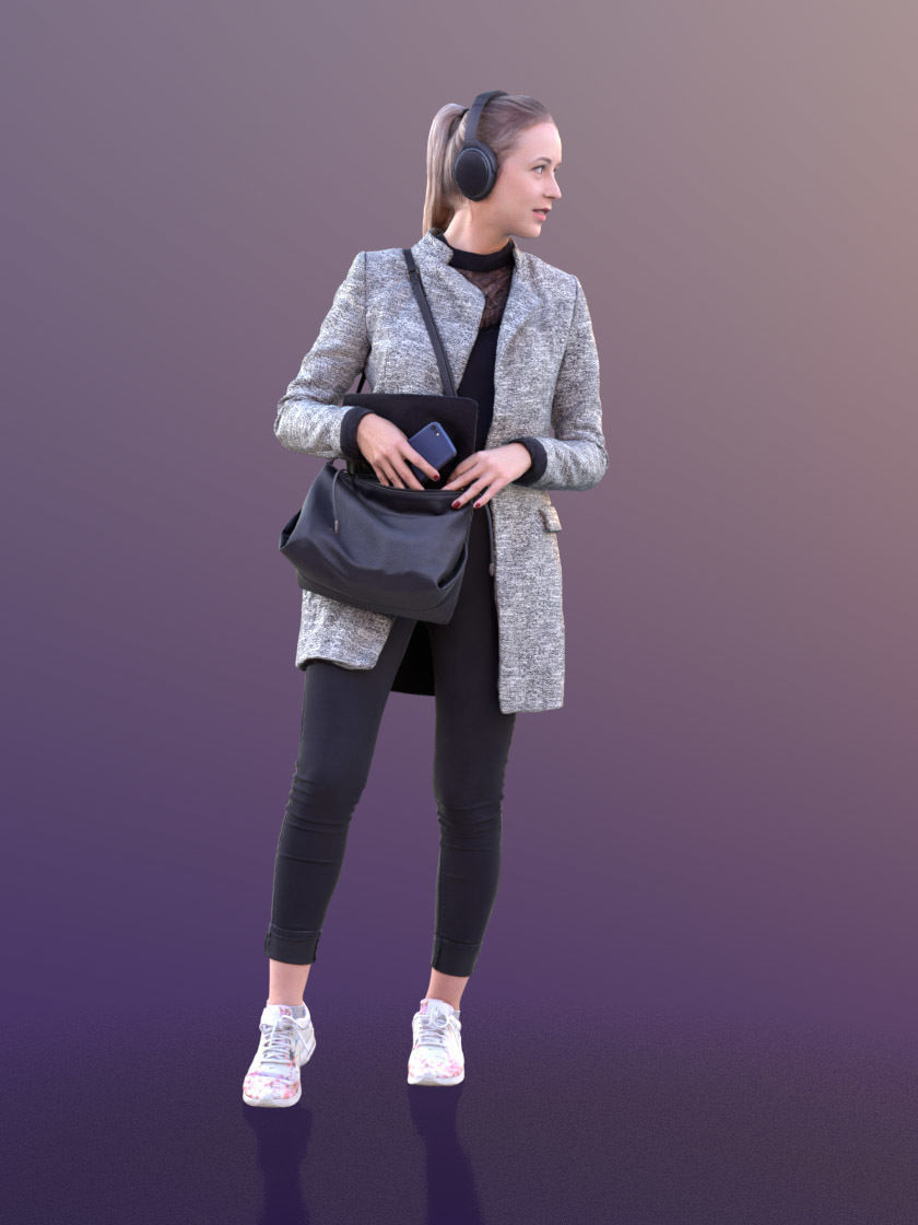Elena 10655 - Standing Casual Girl Low-poly 3D model_2