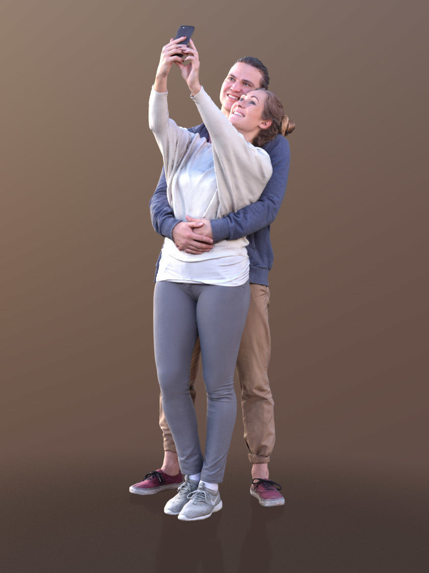Marcel Rocio 10582 - Selfie Casual Couple Low-poly 3D model_1