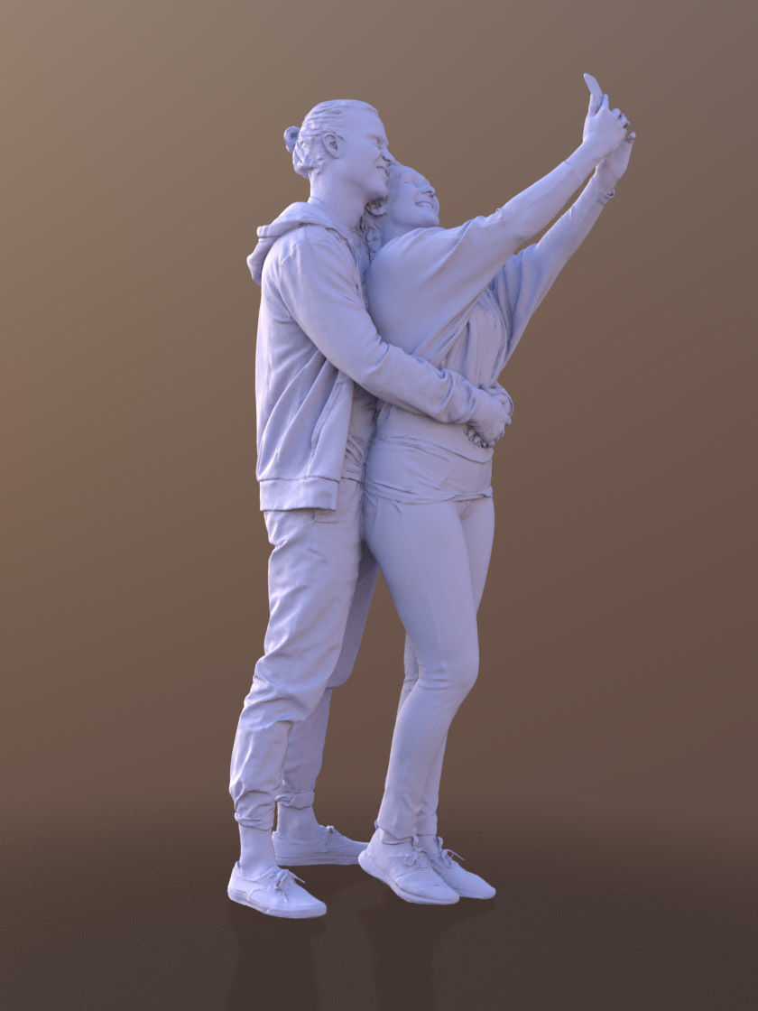 Marcel Rocio 10582 - Selfie Casual Couple Low-poly 3D model_4