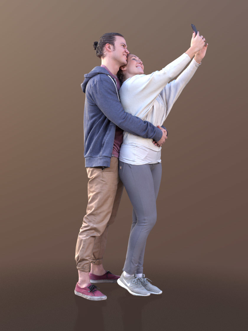 Marcel Rocio 10582 - Selfie Casual Couple Low-poly 3D model_2