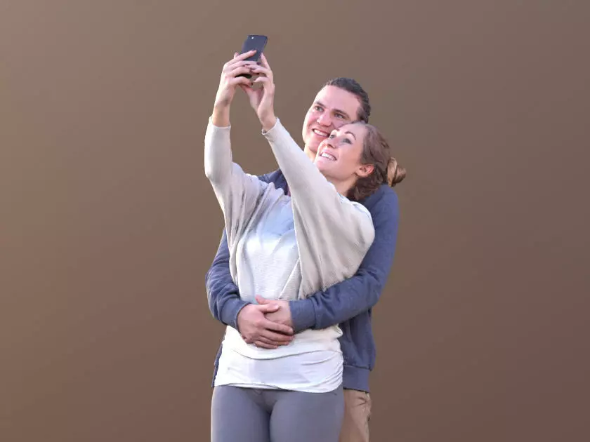 Marcel Rocio 10582 - Selfie Casual Couple Low-poly 3D model_0