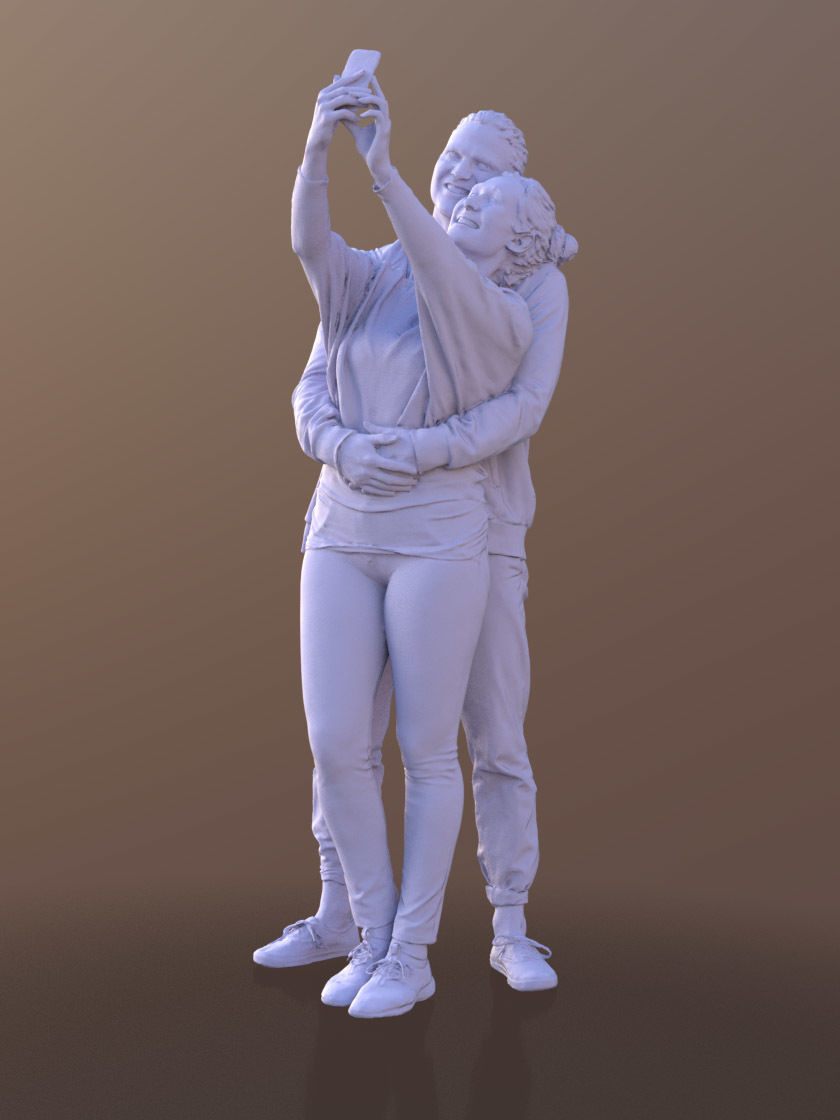 Marcel Rocio 10582 - Selfie Casual Couple Low-poly 3D model_3