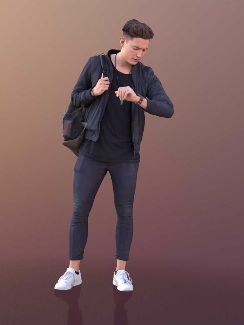 Dan 10478 - Standing Casual Guy Low-poly 3D model_2