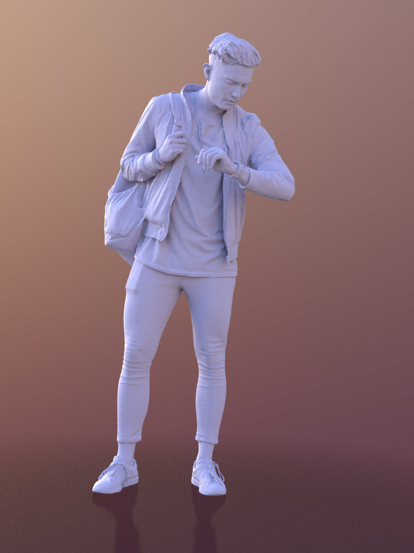 Dan 10478 - Standing Casual Guy Low-poly 3D model_4