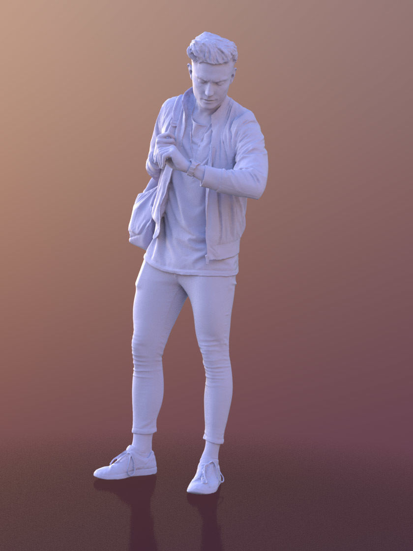 Dan 10478 - Standing Casual Guy Low-poly 3D model_3