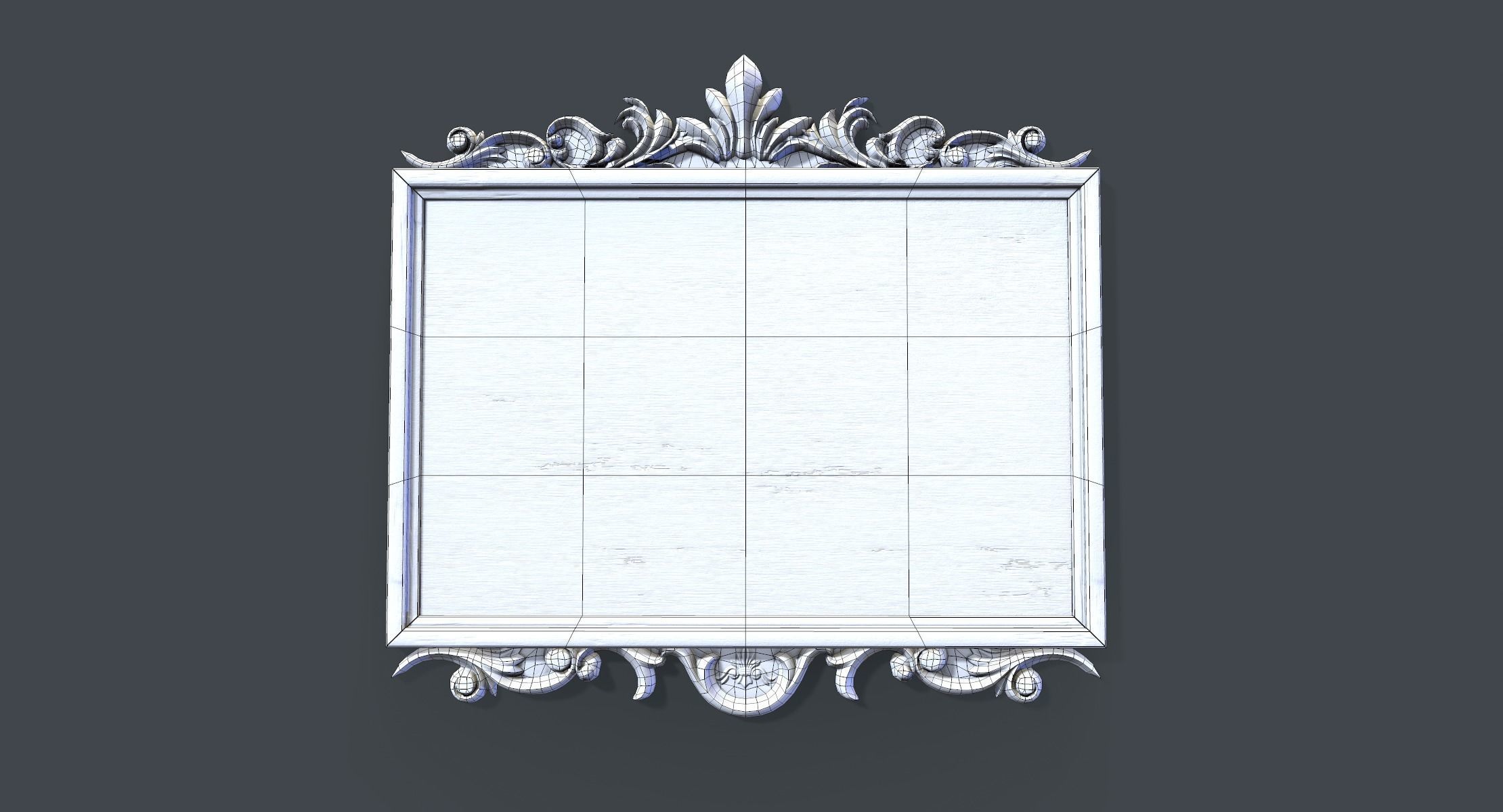 Carved Chalk Board Low-poly 3D model_5