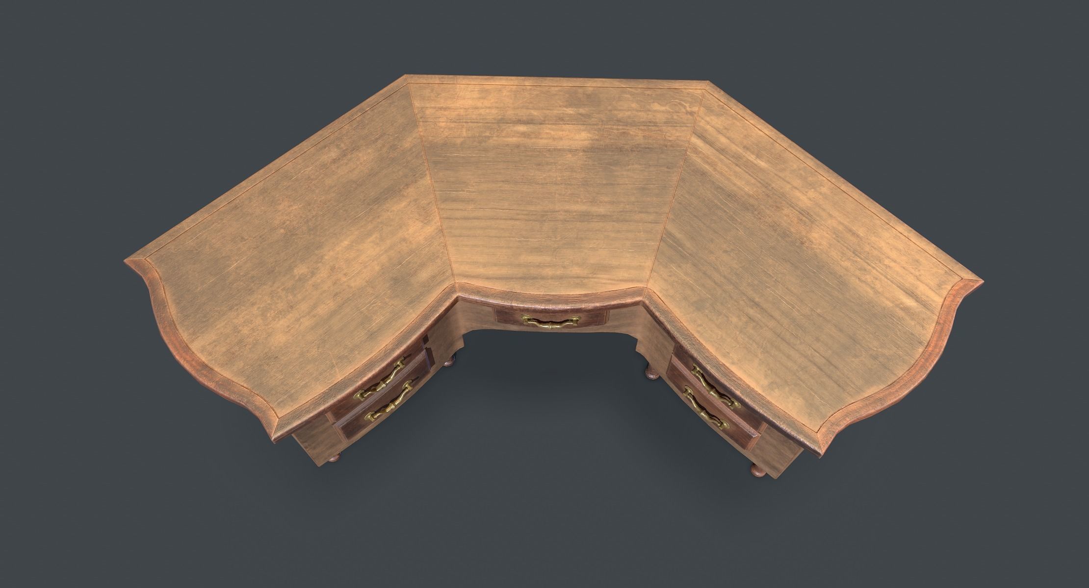 Corner Study Table lowpoly Low-poly 3D model_2