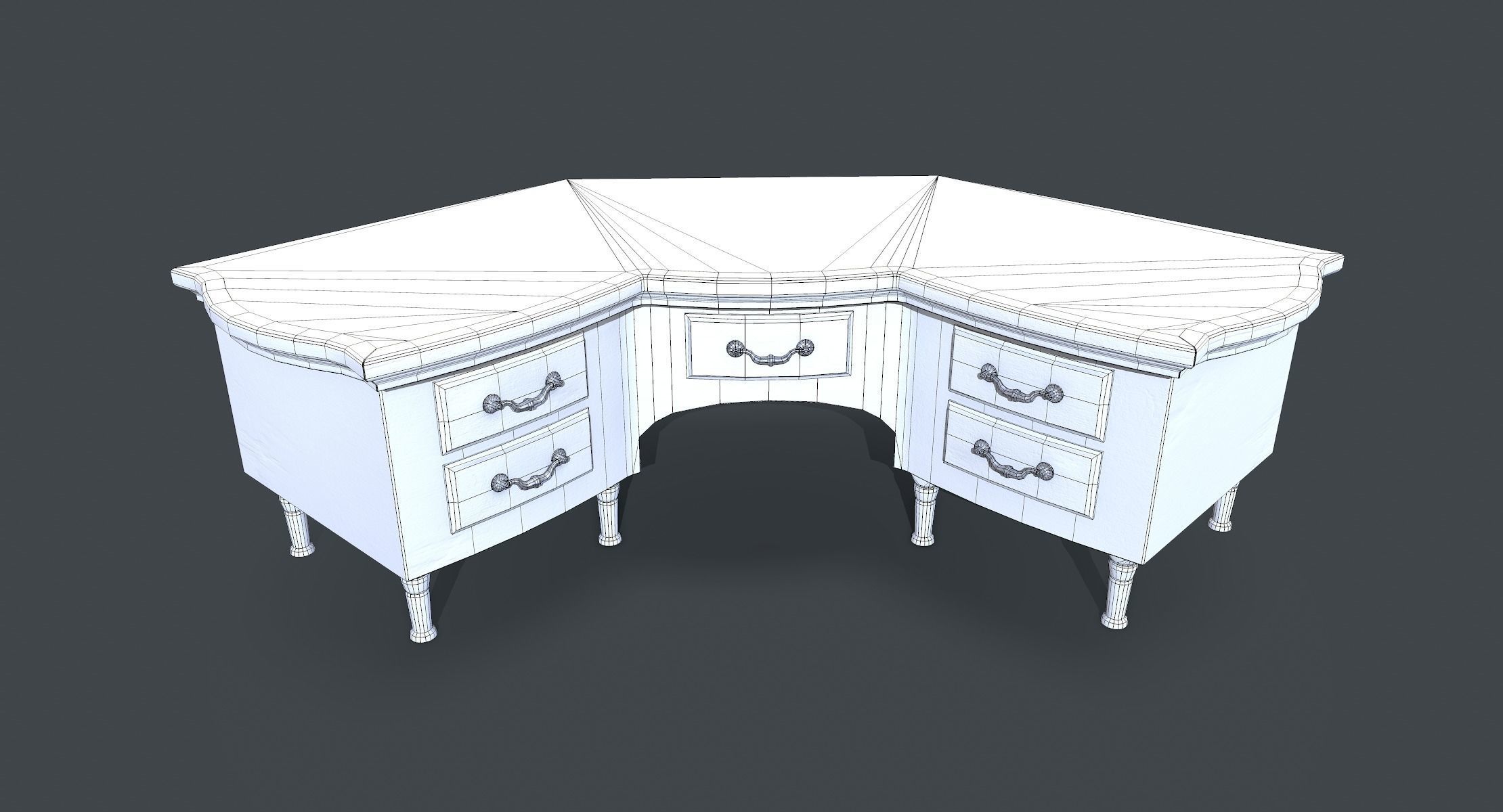 Corner Study Table lowpoly Low-poly 3D model_5