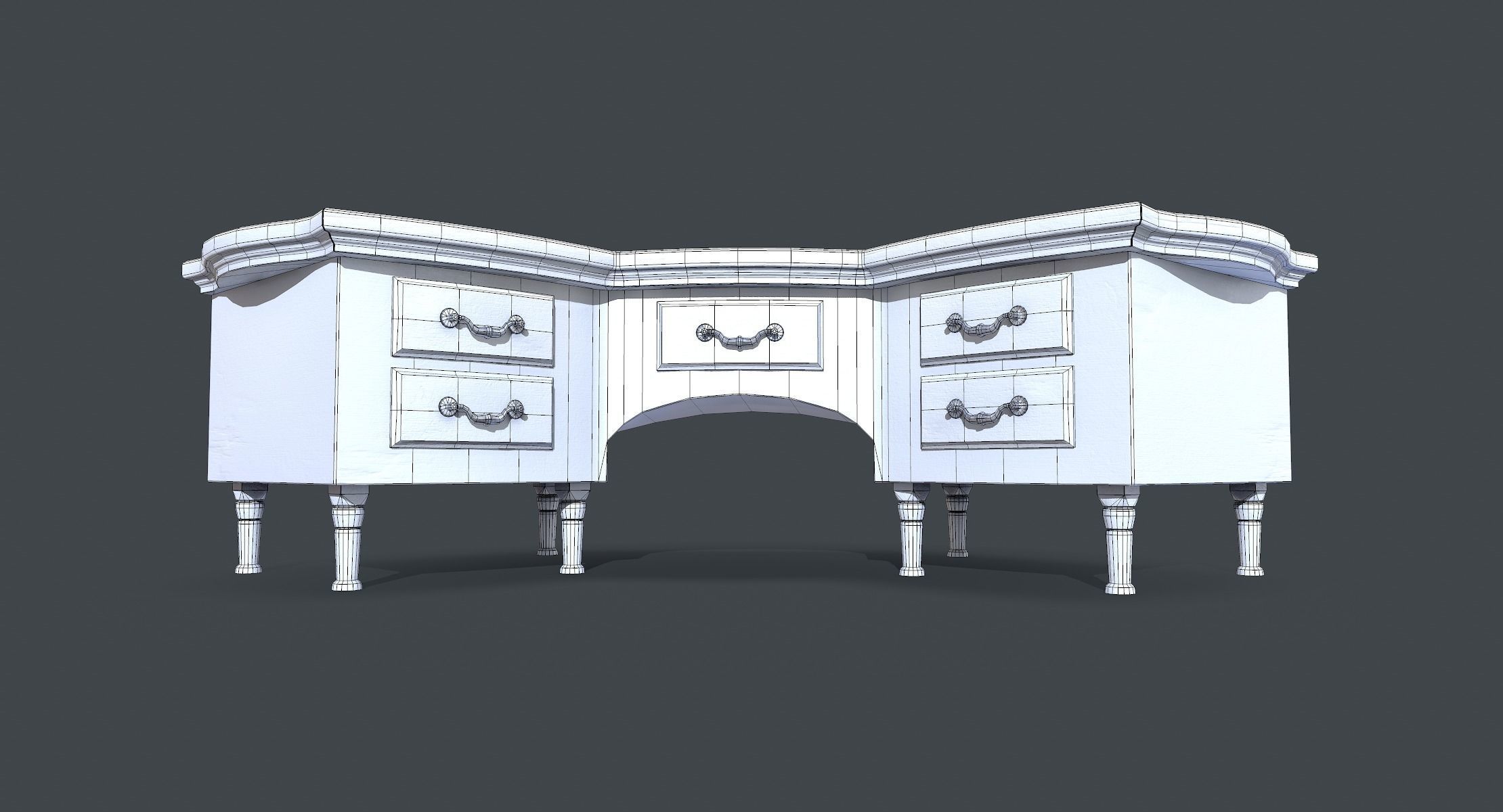 Corner Study Table lowpoly Low-poly 3D model_7