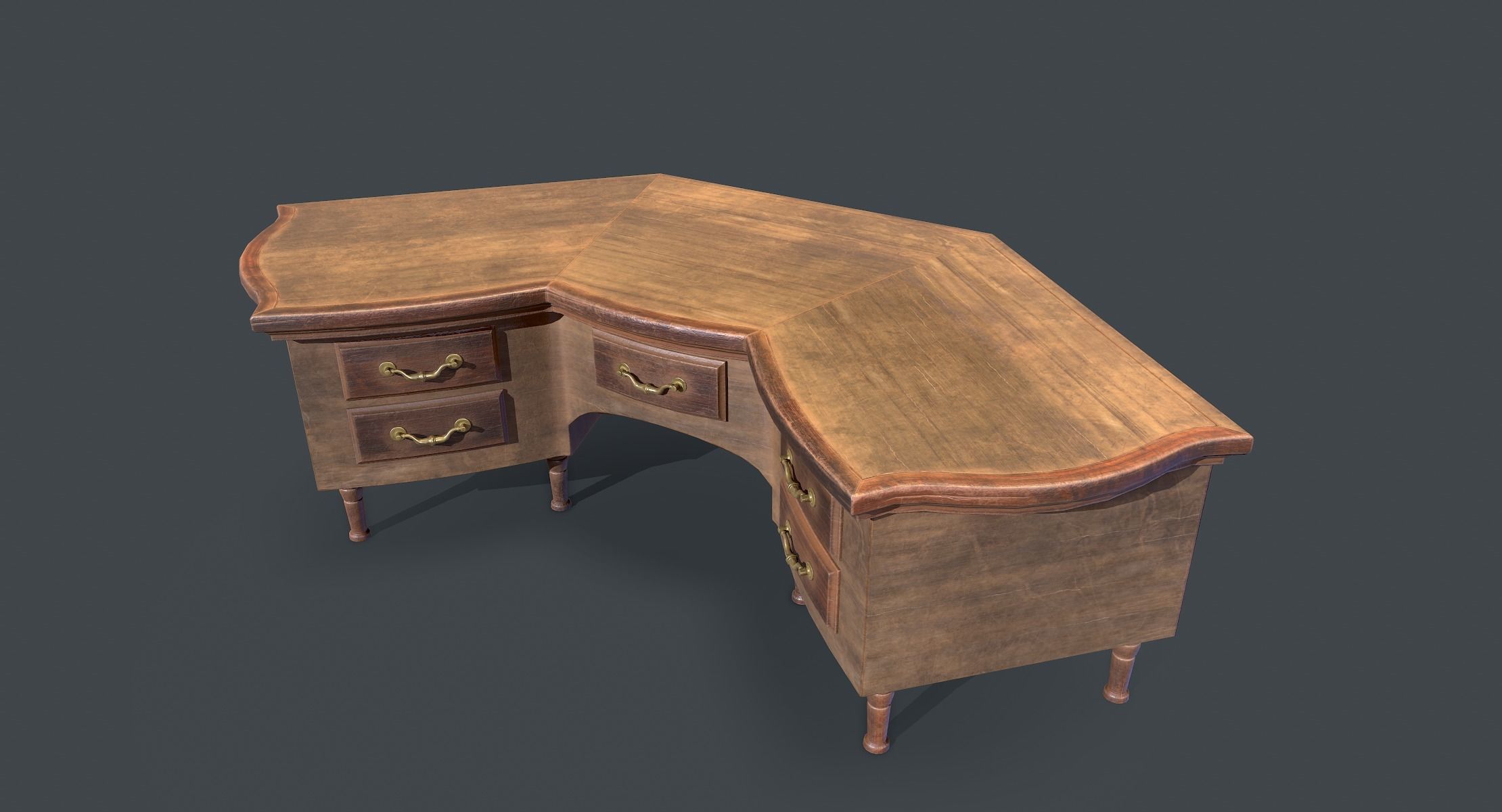 Corner Study Table lowpoly Low-poly 3D model_1