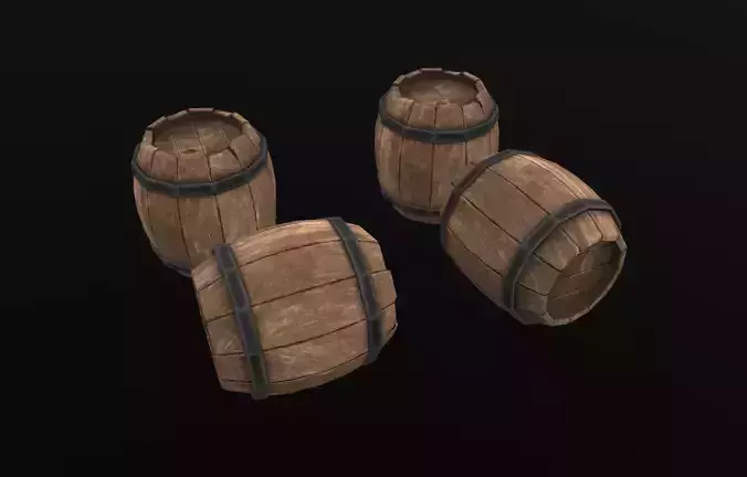 Stylized Barrel  Low-poly 3D model