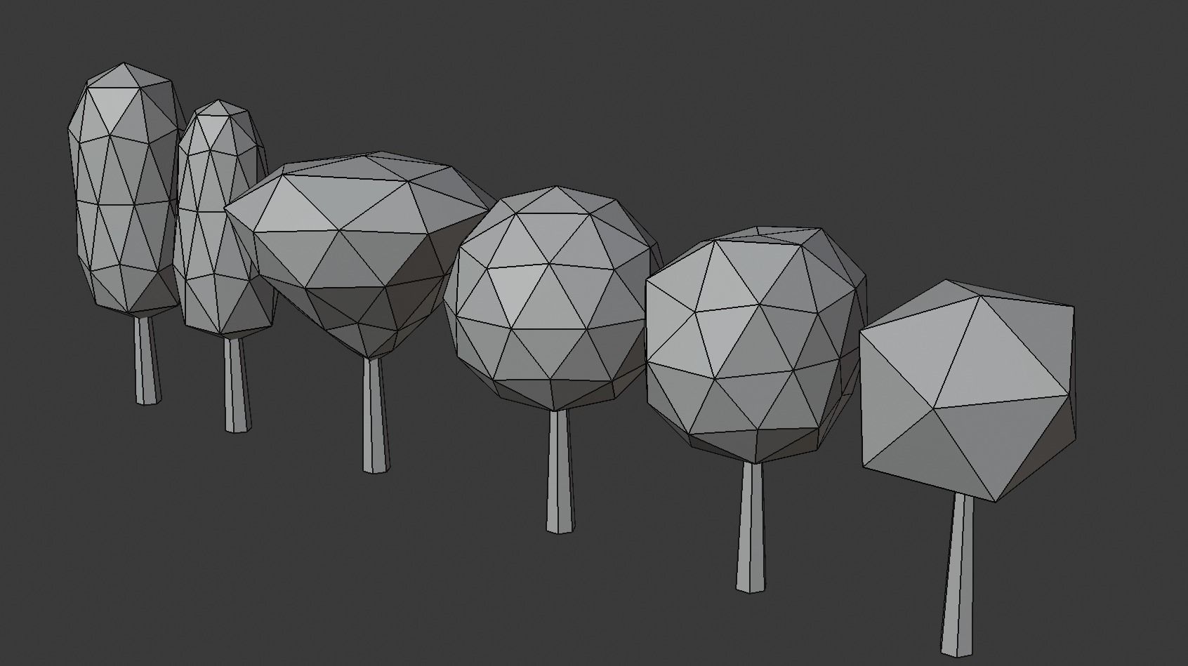 Trees and bushes Low-poly 3D model_16