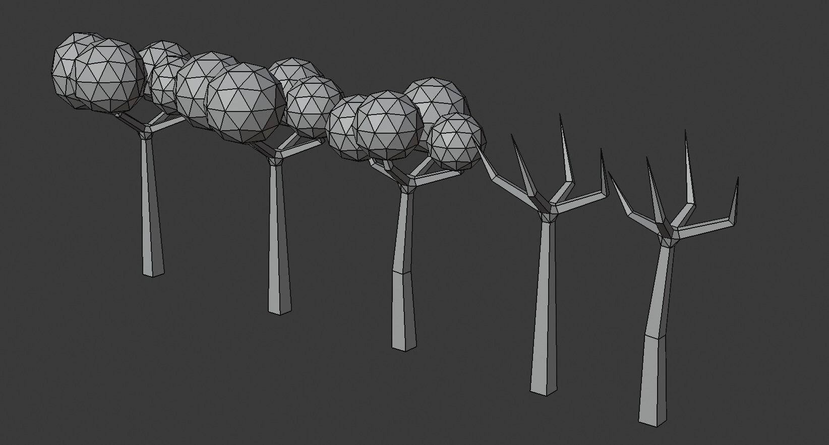 Trees and bushes Low-poly 3D model_15