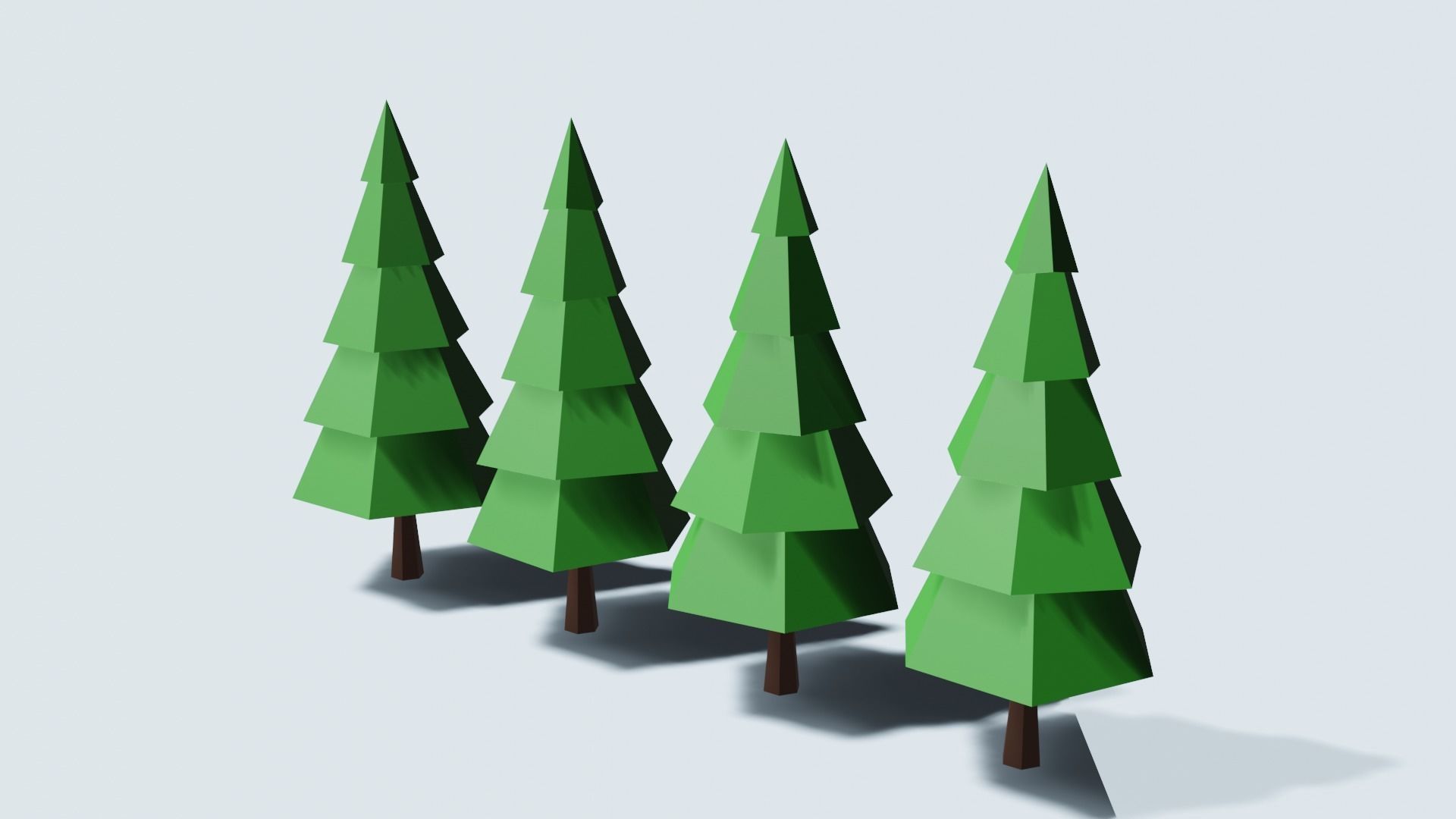 Trees and bushes Low-poly 3D model_5