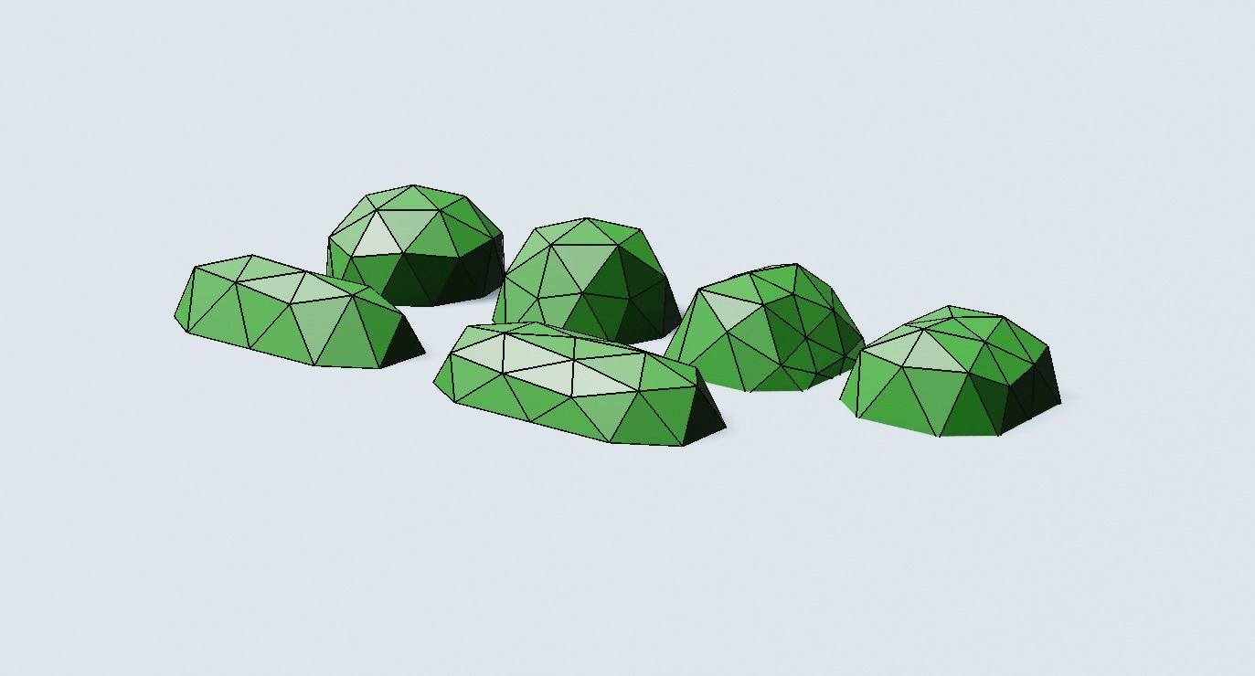 Trees and bushes Low-poly 3D model_13