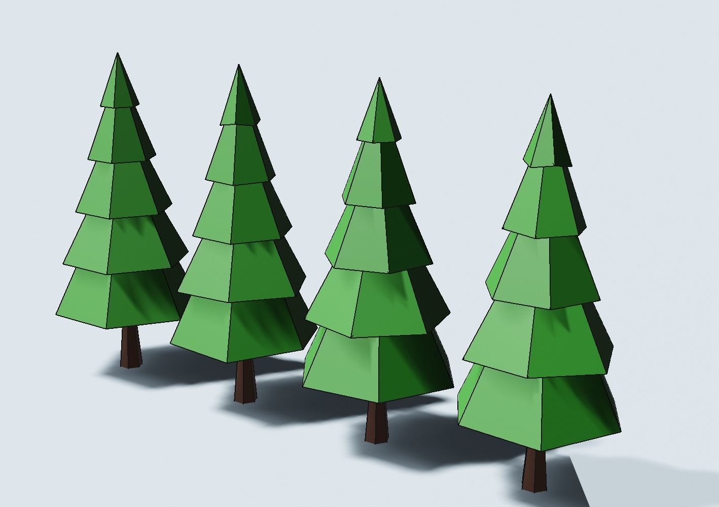 Trees and bushes Low-poly 3D model_12