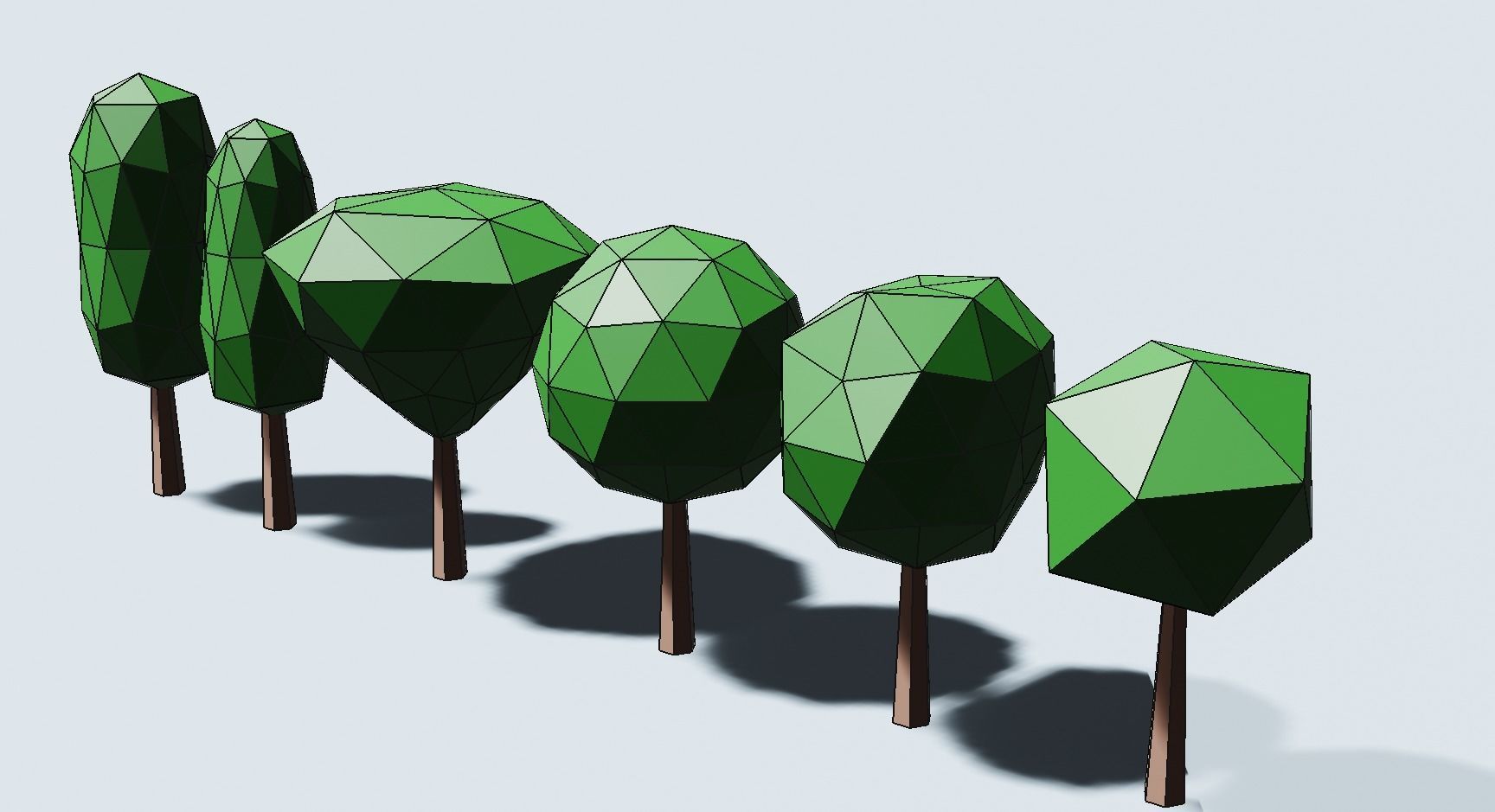 Trees and bushes Low-poly 3D model_11