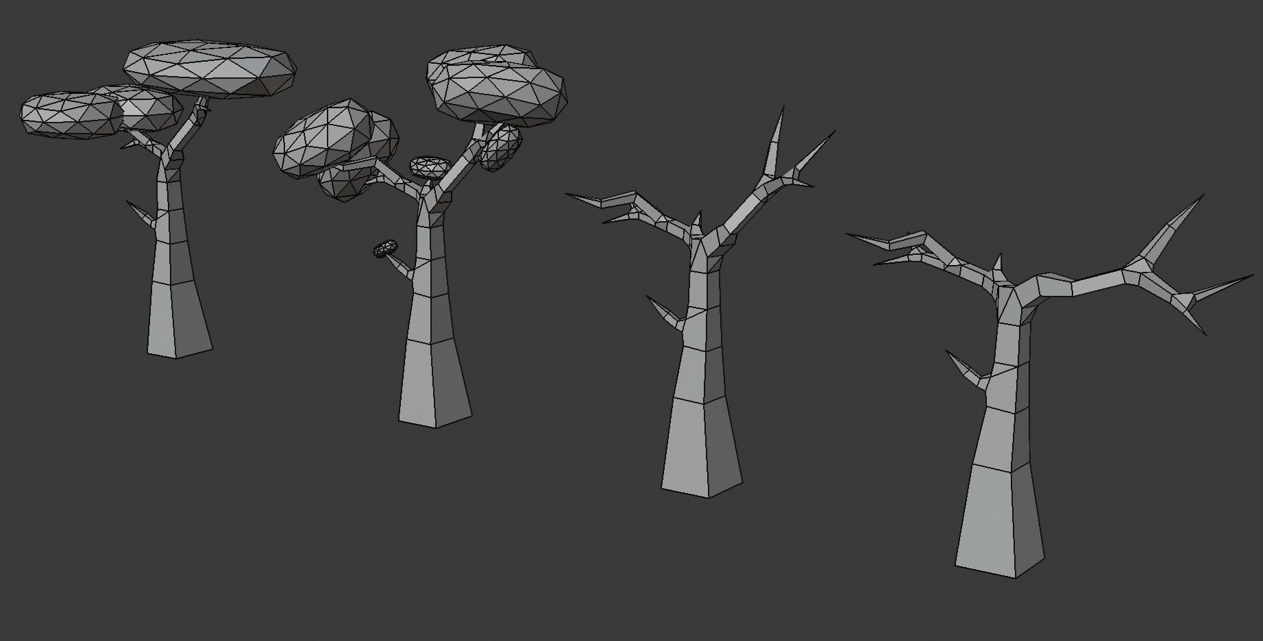 Trees and bushes Low-poly 3D model_14