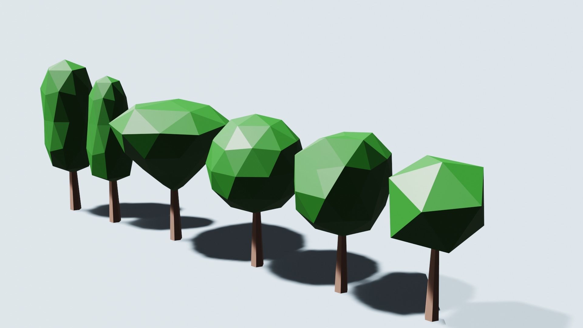 Trees and bushes Low-poly 3D model_4