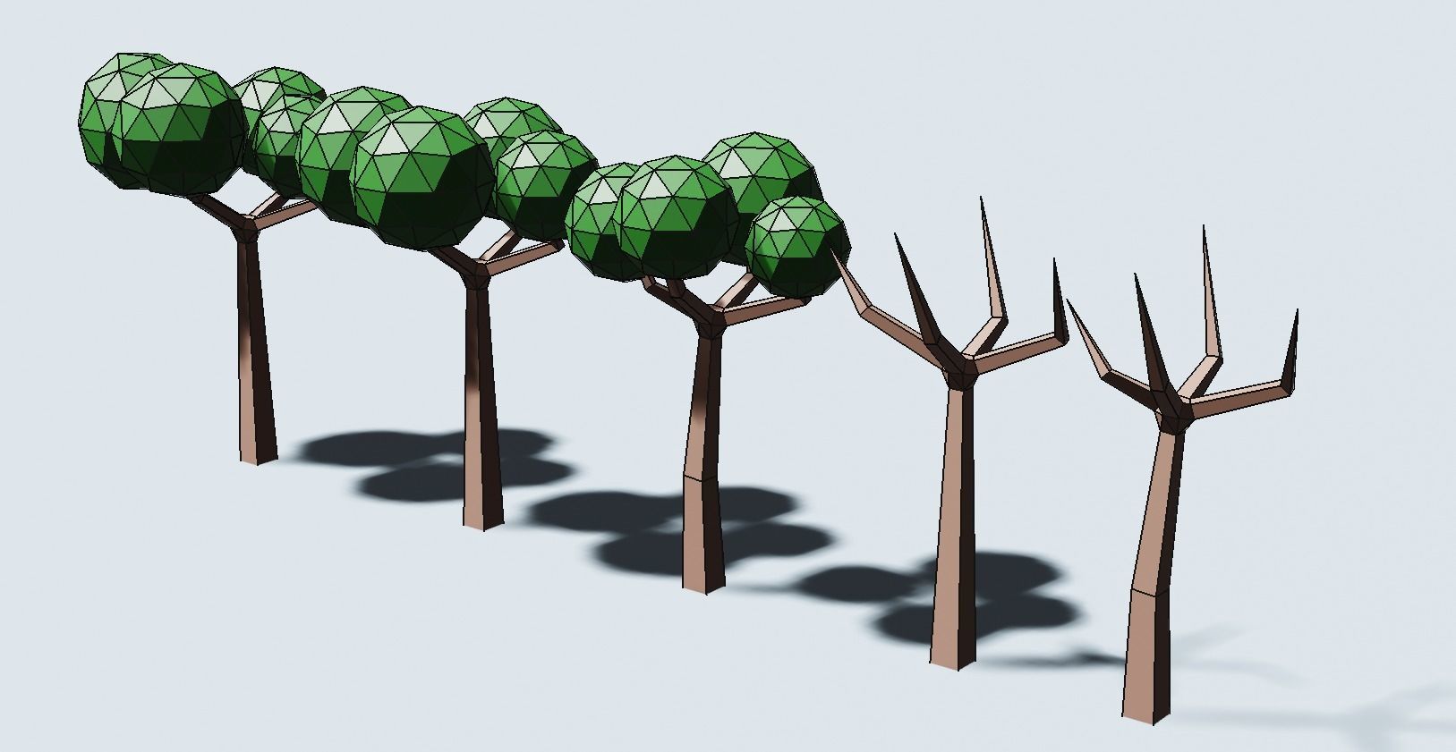 Trees and bushes Low-poly 3D model_10