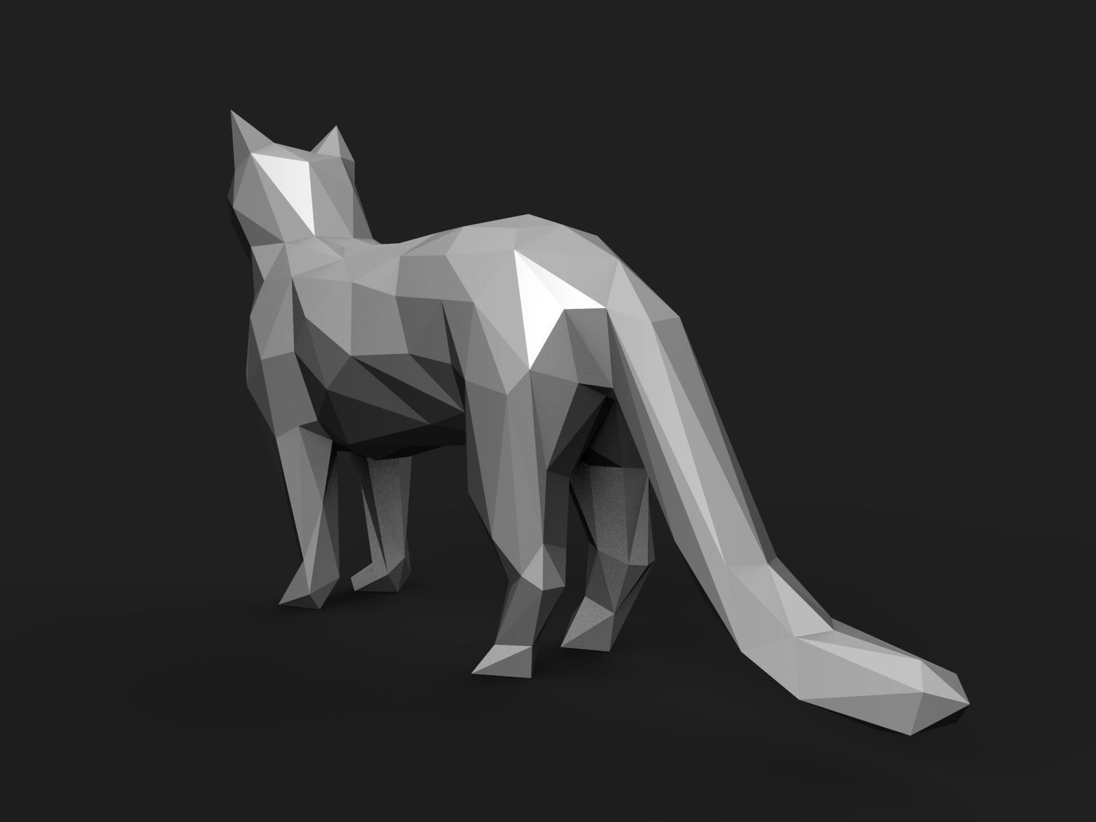 Cat Low Poly 3D print model_8