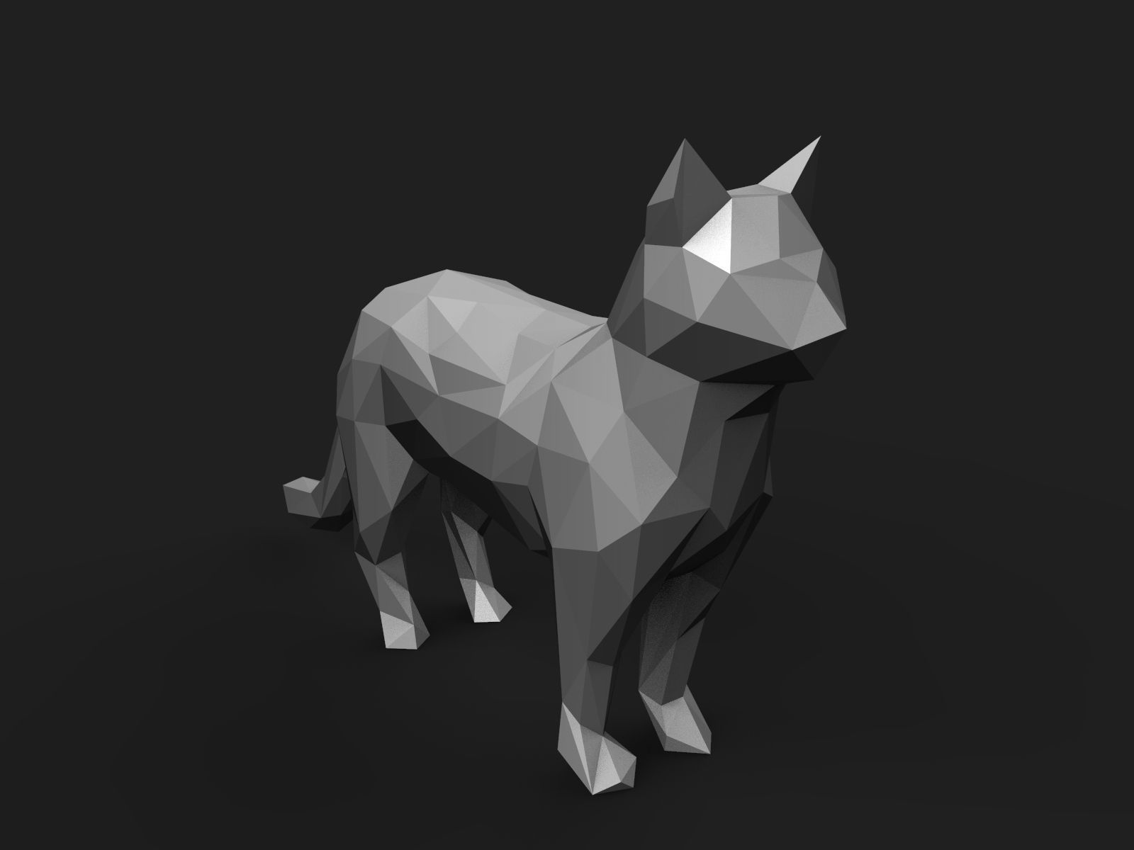 Cat Low Poly 3D print model_5