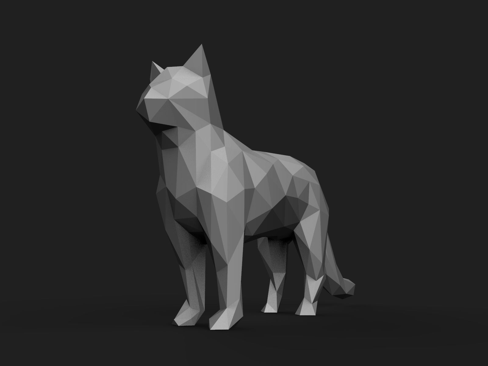 Cat Low Poly 3D print model_1